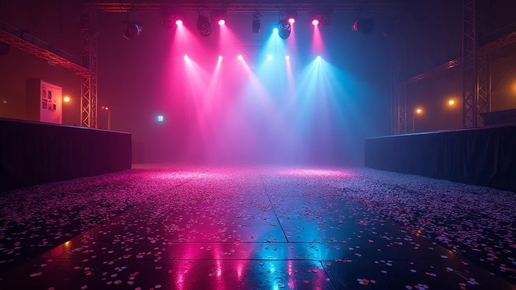 Piste de danse a l aube confettis et faisceaux a Amiens