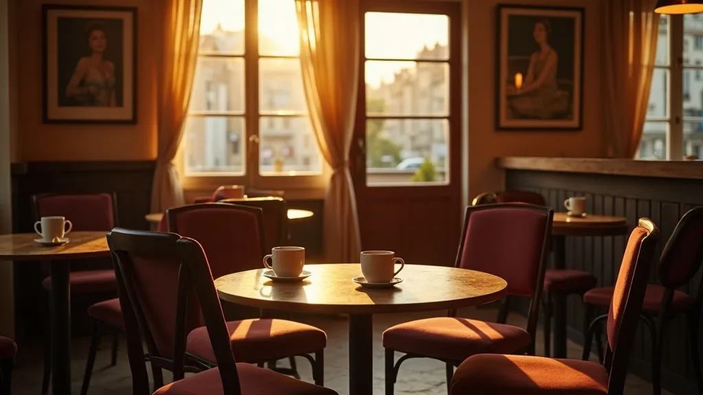 interieur de cafe associatif convivial au coucher du soleil a Amiens